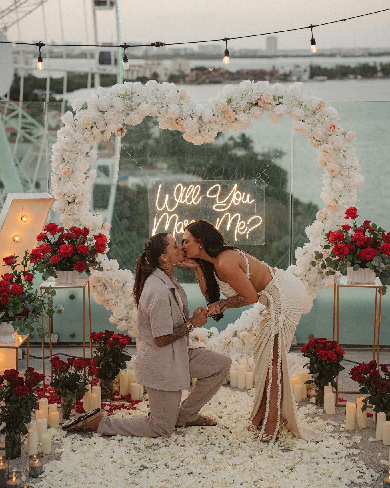 4/10 — Pride Month Spotlight 🏳️‍🌈
Molly & Laylaa (March 20, 2026) 🤍
One of my favorites—truly stunning from start to finish.

A rooftop dinner where you can see the lagoon and the ocean at the same time, with the most exquisite meal and that effortless, golden kind of vibe that makes everything feel cinematic. ✨
They chose giant letters that read “ONLY YOU”—simple, bold, and so them. And honestly… it said everything.

We love this view. We love this couple. And we love creating moments that feel intimate, elevated, and completely real.