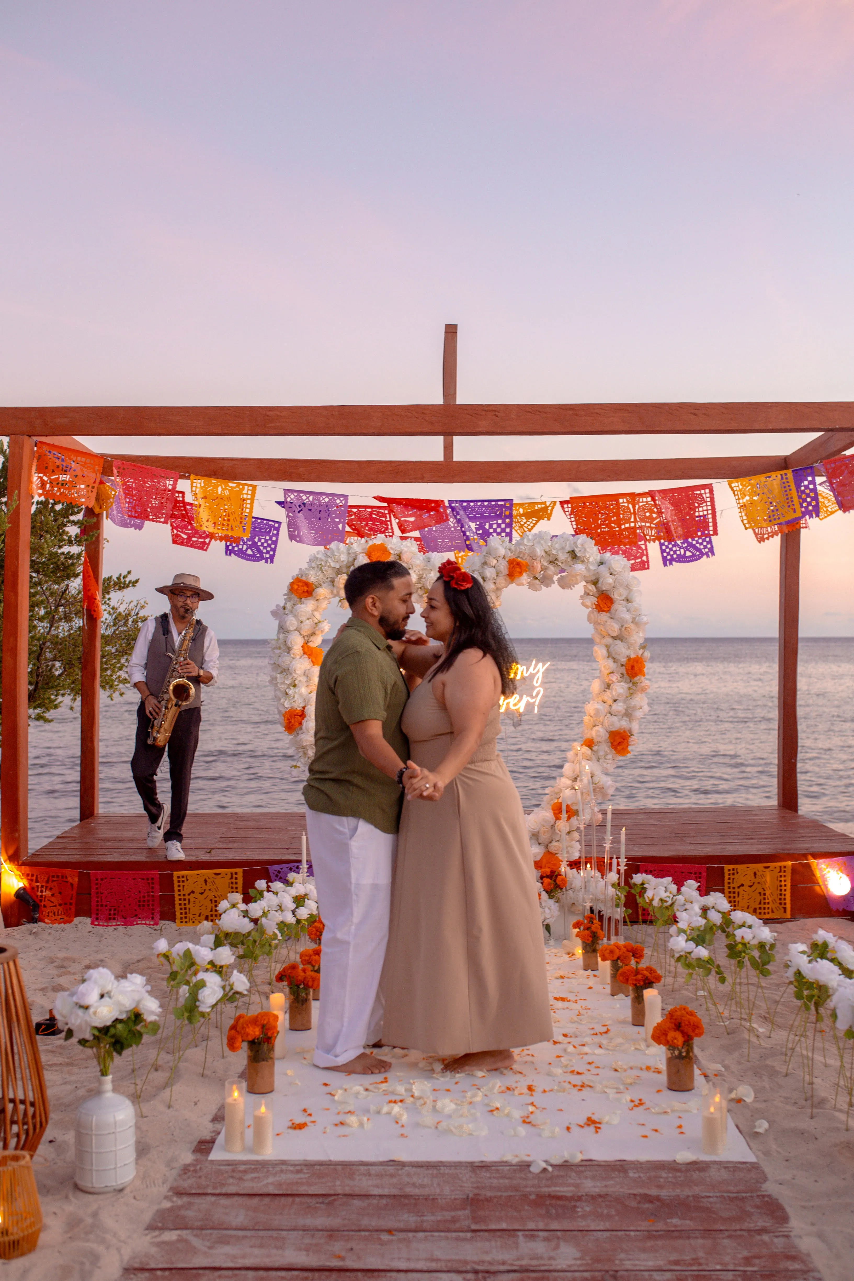 Sunset beach proposal setup