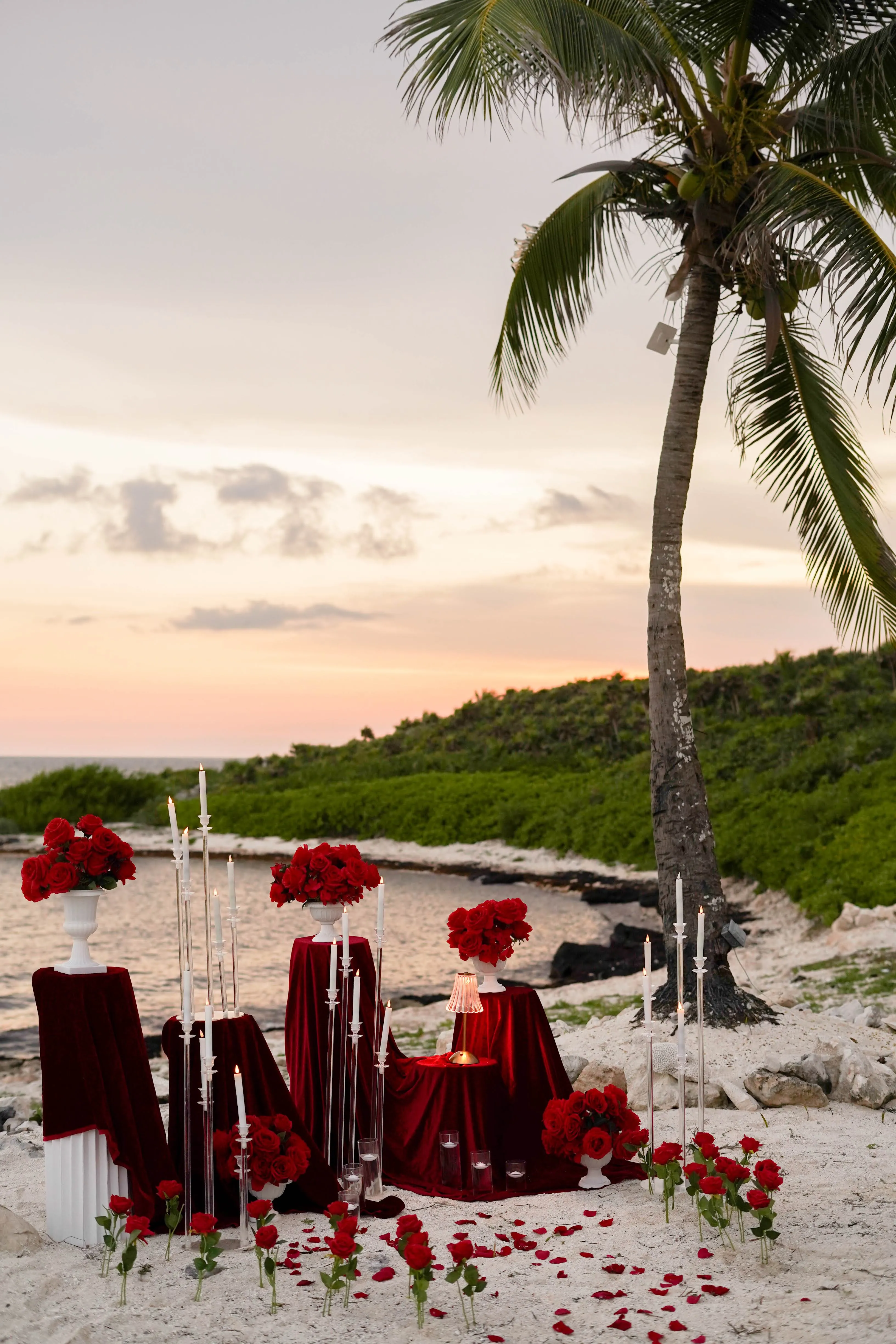 Intimate Caribbean beach engagement