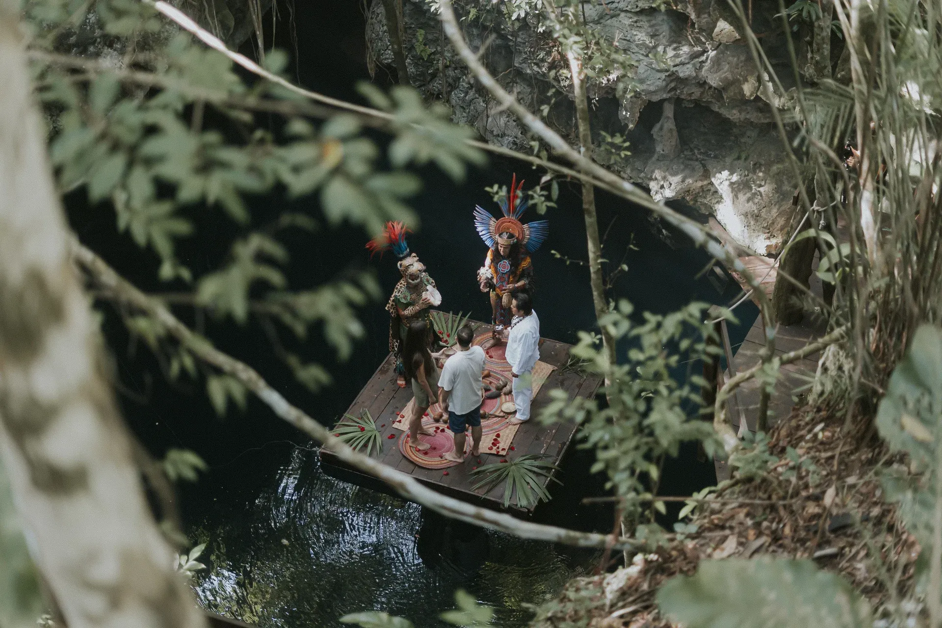 Mayan ceremony in a cenote
