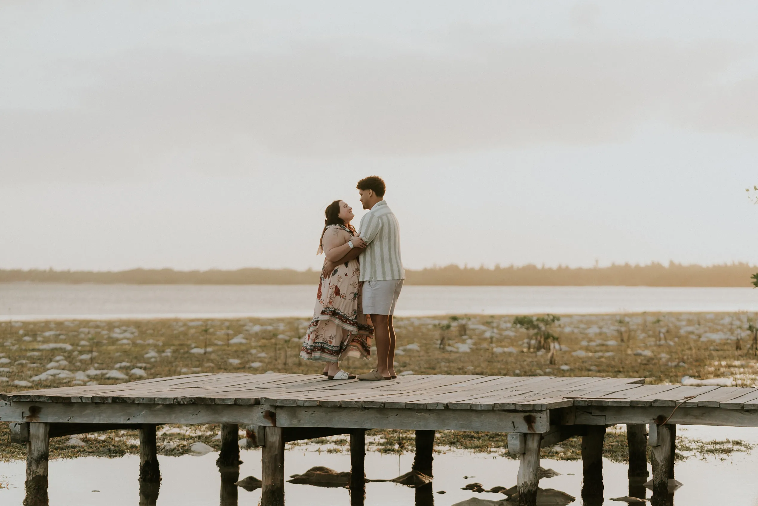 Couple celebrating on private deck